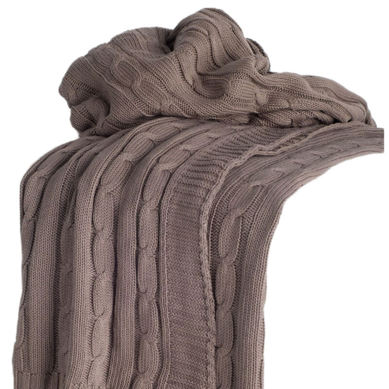 HomeRoots Brown Knitted 100% Cotton Throw Blanket image number 2