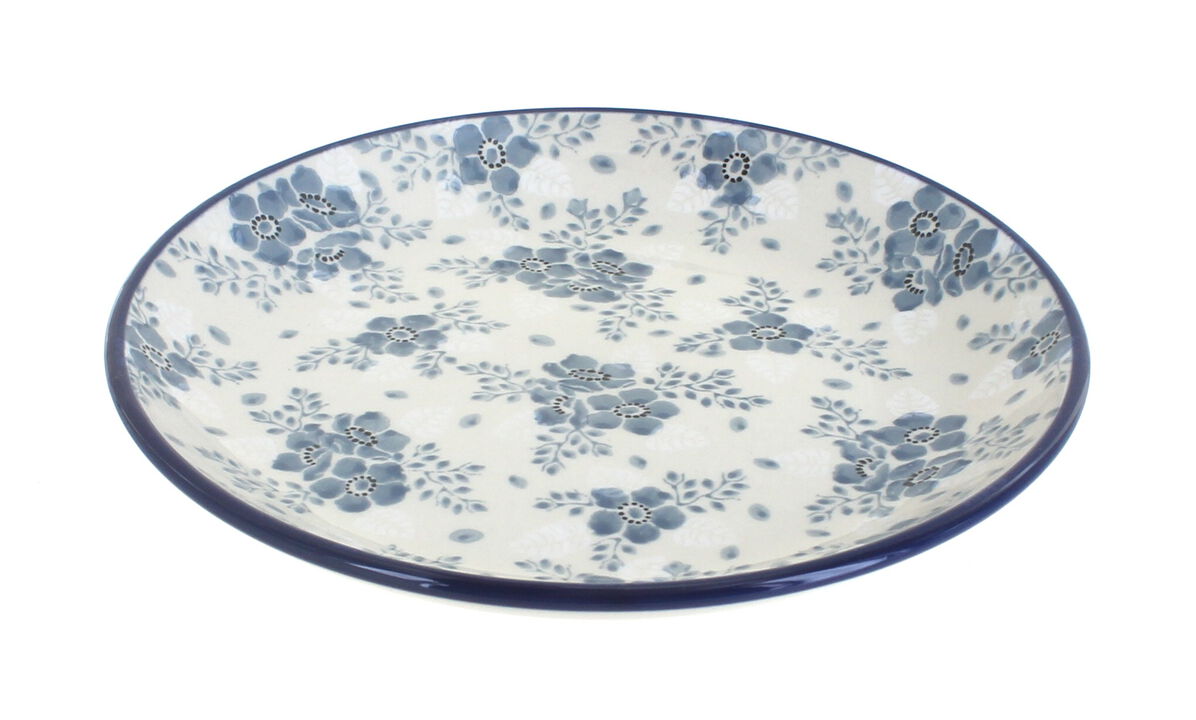 Blue Rose Polish Pottery Day Lily Bouquet Dessert Plate