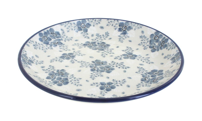 Blue Rose Polish Pottery Day Lily Bouquet Dessert Plate