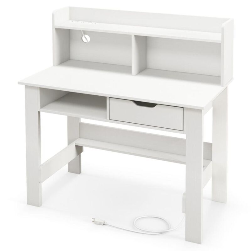 Hivvago Home Office Computer Desk with Storage Shelves and Drawer Ideal for Working and Studying