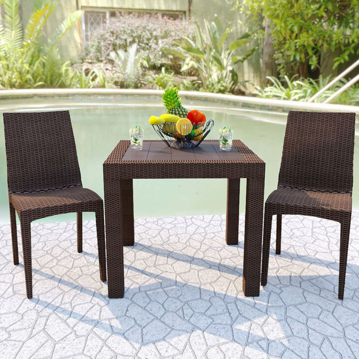 LeisureMod Weave Mace Indoor/Outdoor Dining Chair (Armless) - Set of 2