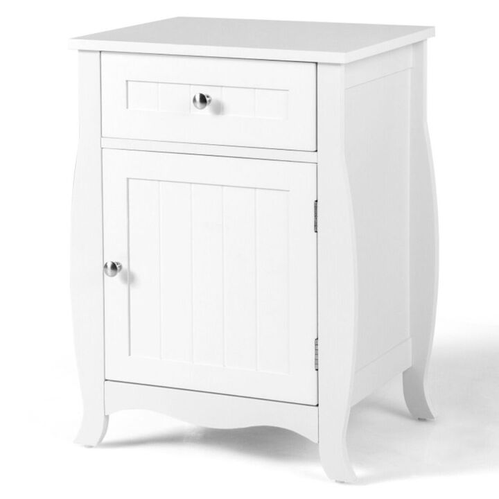 Hivago Nightstand with Drawer Cabinet and Curved Legs for Bedroom