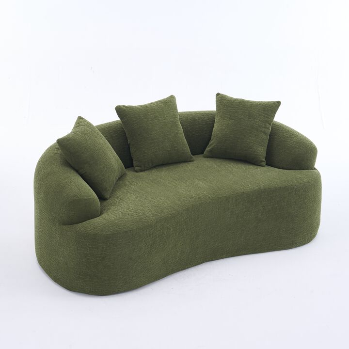 TATEUS Curved Chenille 30D Sponge Loveseat