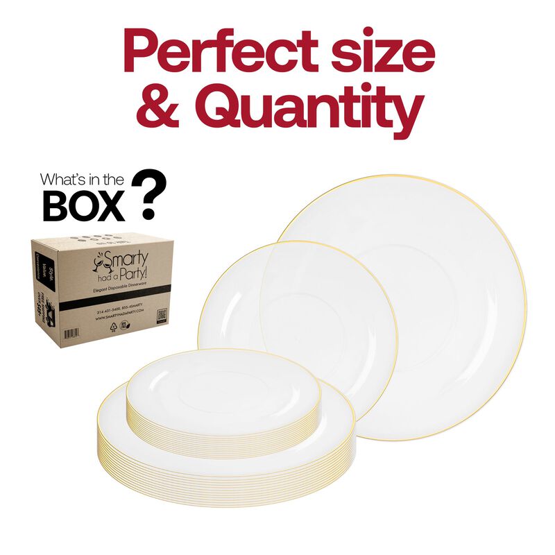 Clear with Gold Rim Organic Round Plastic Dinnerware Value Set (120 Sets) image number 4
