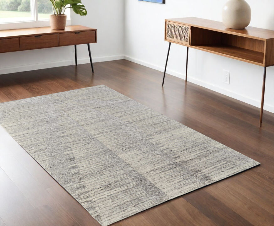 Abstract Hand Knotted Worn Faded Area Rug