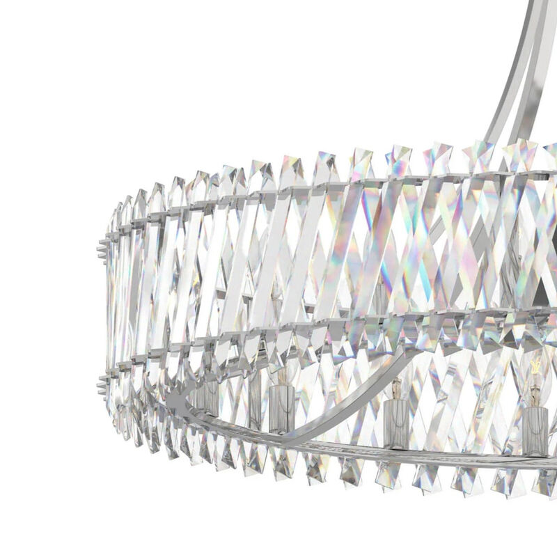 31.5" 12-Light Contemporary Polished Nickel Crystal Chandelier, Circular Ceiling Light for Living Room, Dining Room image number 3