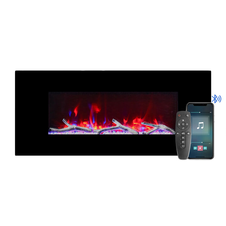 MONDAWE 42" Wall-Mounted Electric Fireplace 5120 BTU Heater with Bluetooth Speaker & Remote Control Adjustable Flame Color & Temperature Setting