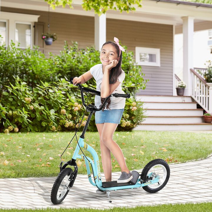 BreeBe Youth Scooter Front and Rear Caliper Dual Brakes 12-Inch Inflatable Front Wheel Ride On Toy