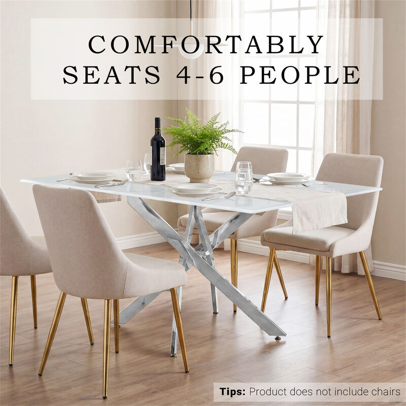 59&ldquo; Modern Rectangular Glass Dining Table image number 4