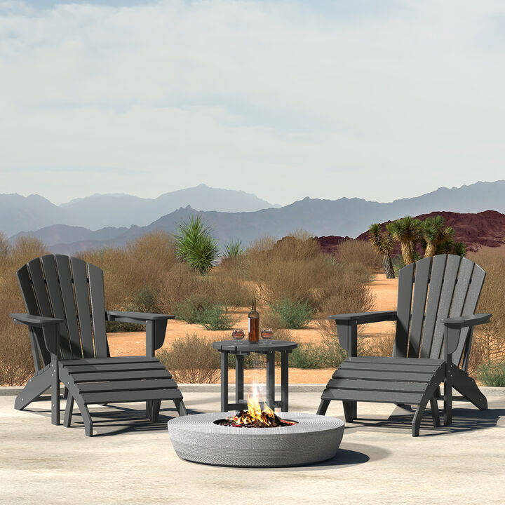 WestinTrends Outdoor Adirondack Chair With Ottoman And Side Table 5-Piece Set