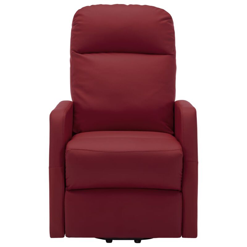 Power Lift Massage Recliner Wine Red Faux Leather
