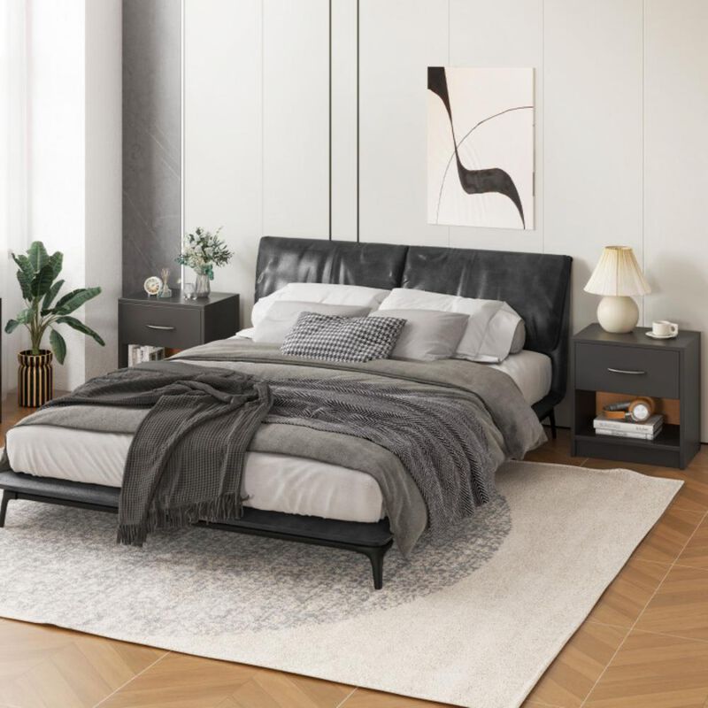 Hivvago Bedside Table Nightstand with Drawer and Open Storage Shelf