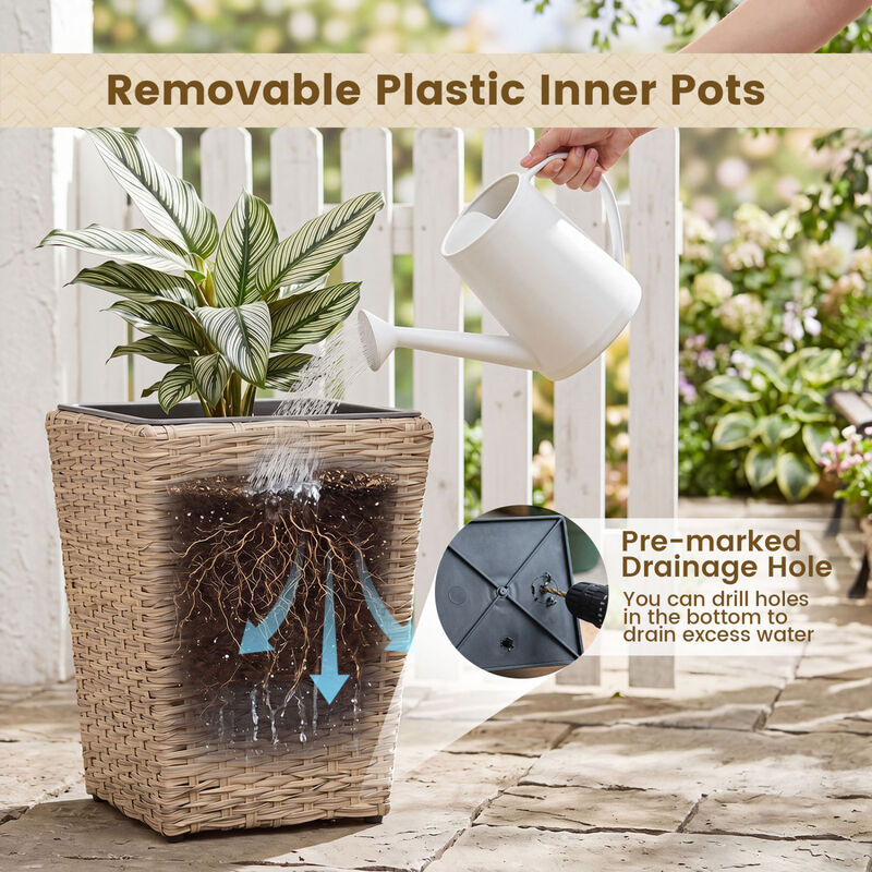 3 Pack Rattan Planters with Plastic Liners for Indoor Outdoor image number 6