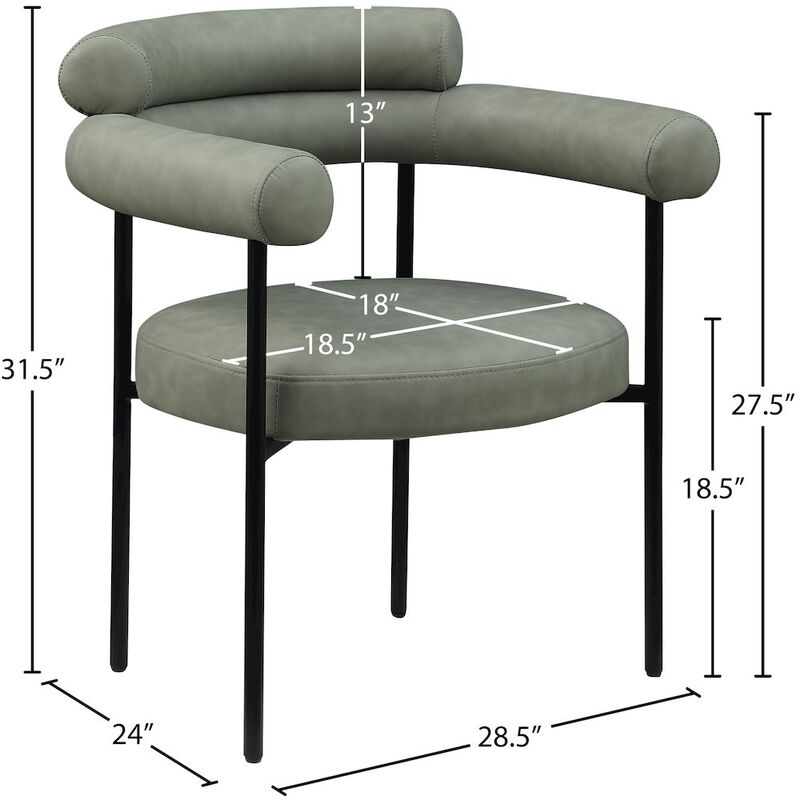 Meridian Furniture Blake Green Vegan Leather Dining Chair, Set of 2