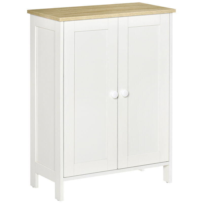 HOMCOM Storage Cabinet, Double Door Cupboard with 2 Adjustable Shelves, for Living Room, Bedroom, or Hallway, White
