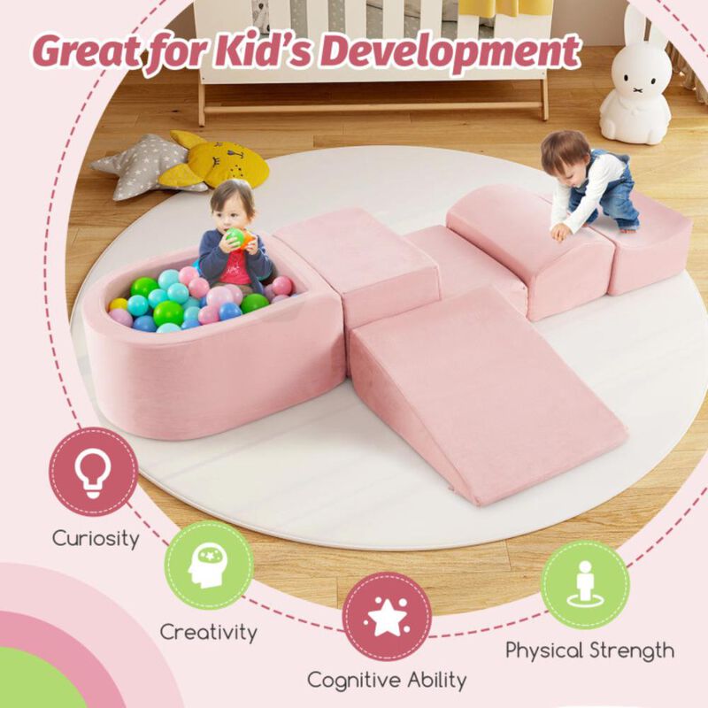 Hivvago 5-Piece Climb and Crawl Playset with Ball Pit for Kids
