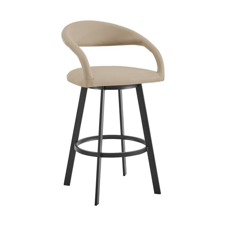 Ramona Swivel Counter or Bar Stool with Matte Black Iron Frame and Faux Leather