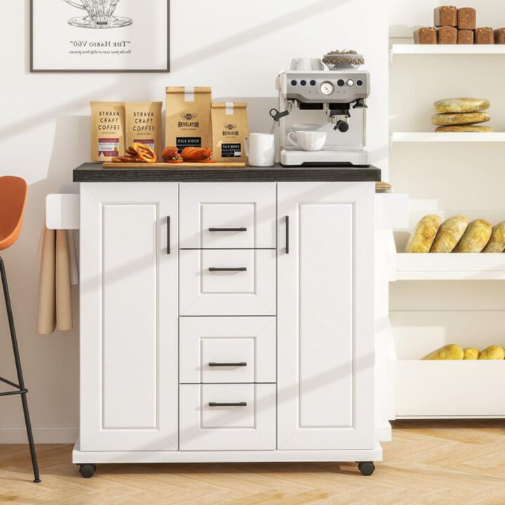 Hivvago Rolling Kitchen Island Cart on Wheels with Storage Cabinets