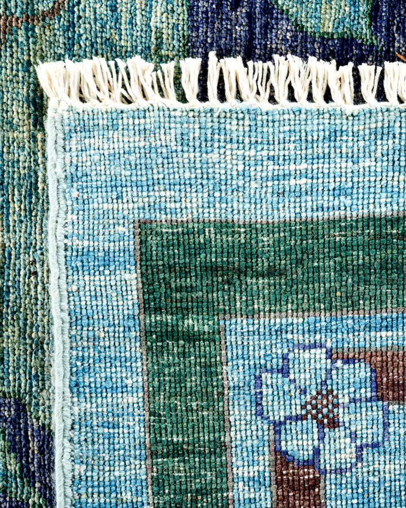 Arts & Crafts, One-of-a-Kind Handmade Area Rug  - Light Blue, 18' 1" x 11' 10"