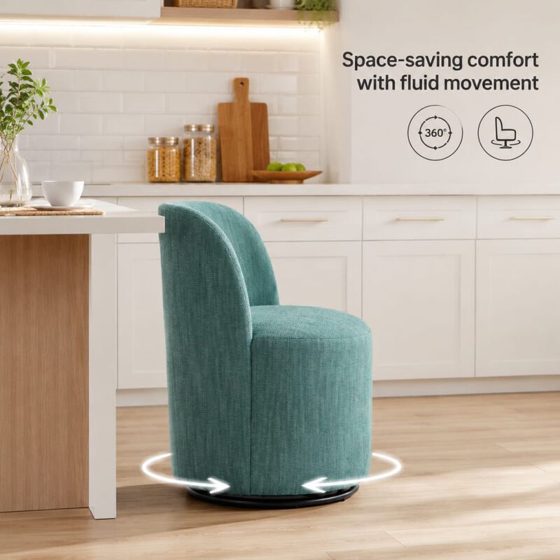 GOODSILO 360 Degree Swivel Armless Upholstered Accent Chair, Drum Seating for Dining, Bedroom, Living Room, Vanity, Small Spaces image number 4