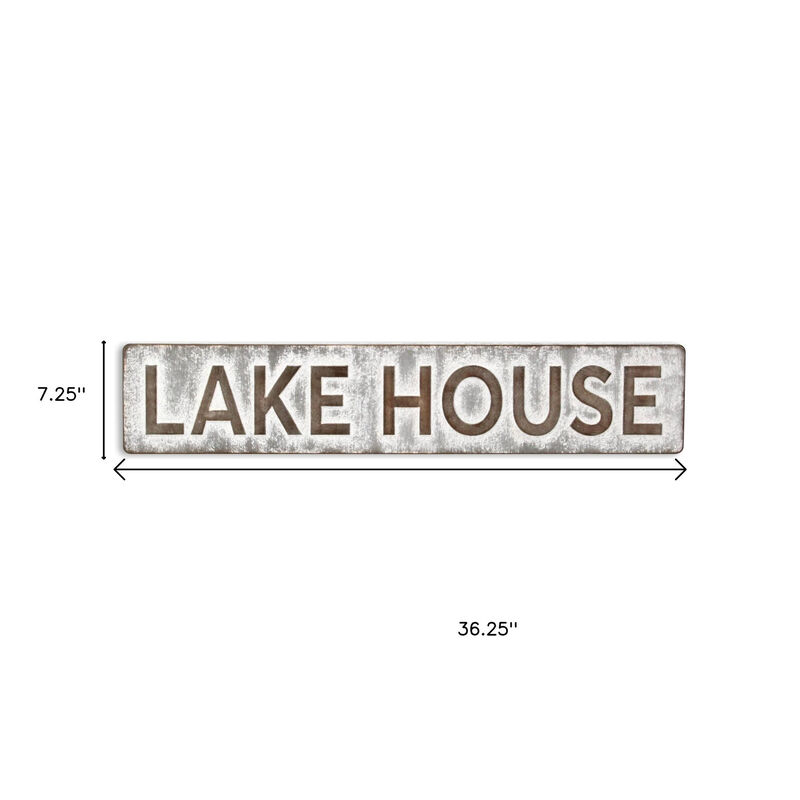 HomeRoots 7" X 36" Gray Lake House Galvanized Metal Wall Decor image number 6