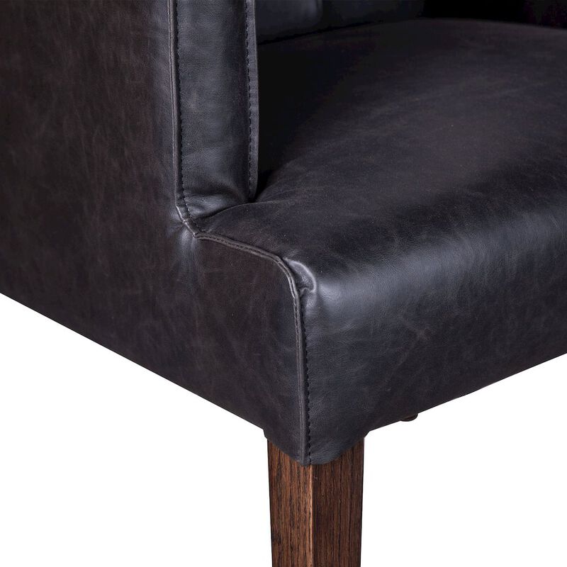 World Interiors Aven Armchair in Black Leather with Dark Legs image number 4