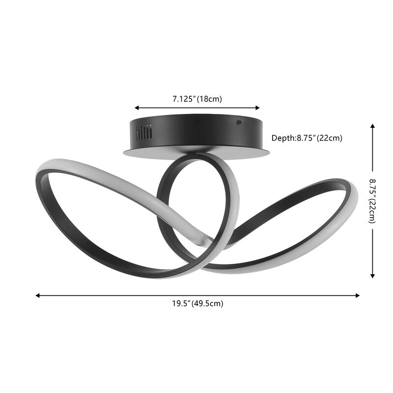 Chantelle 1-Light Modern Minimalist Aluminum Loop Integrated LED Semi Flush Mount