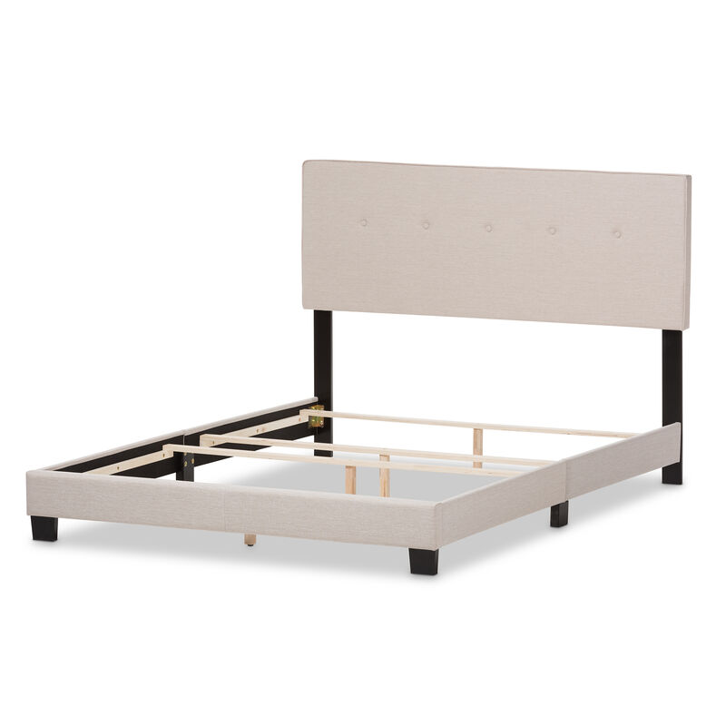 Baxton Studio Hampton Modern and Contemporary Light Beige Fabric Upholstered Queen Size Bed image number 3