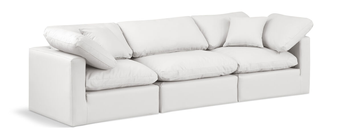 Meridian Furniture Indulge Cream Vegan Leather Modular Sofa
