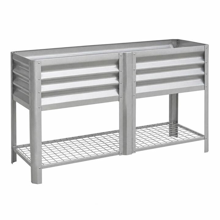 WOW PIONEER Elevated Outdoor Raised Garden Bed Planter Box with Bottom Storage Shelf for Growing Vegetables, Flowers and Herbs