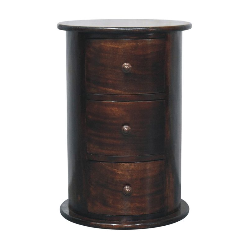 Artisan Furniture Solid Wood California Walnut Drum 3 Drawer Chest , Brown image number 0
