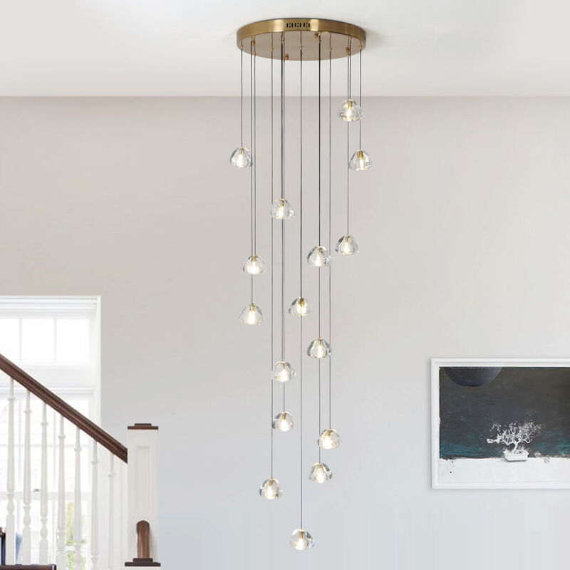 118" Long Chandelier Large Hanging  Crystal Lighting for Stairs High Ceiling image number 3
