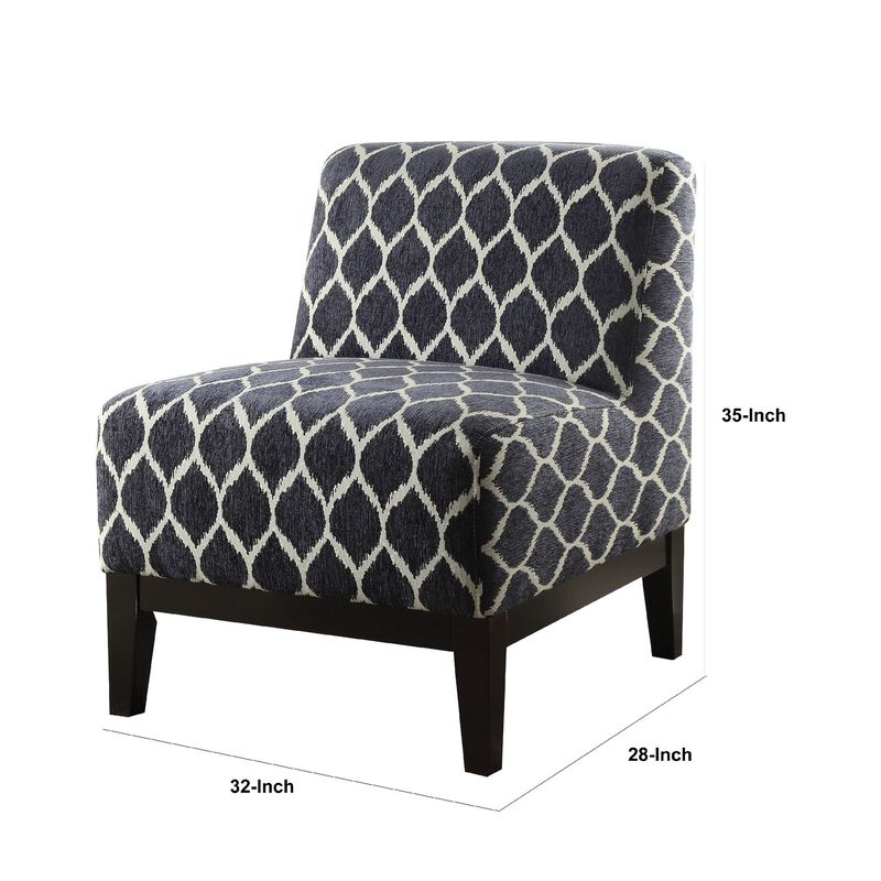 28 Inch Wide Fabric Upholstered Accent Chair, Dark Blue-Benzara
