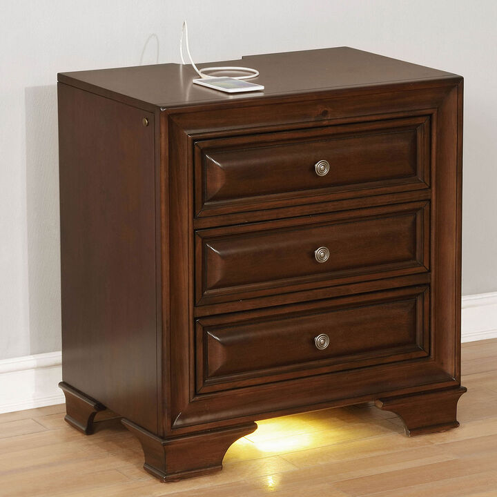 Streamdale Cherrywood 3-Drawer Nightstand w Nickel Knob