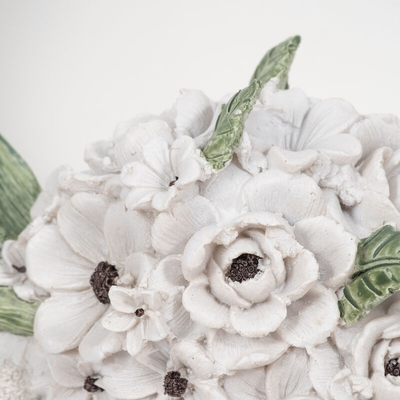 13" Bull Skull White Flowers image number 3