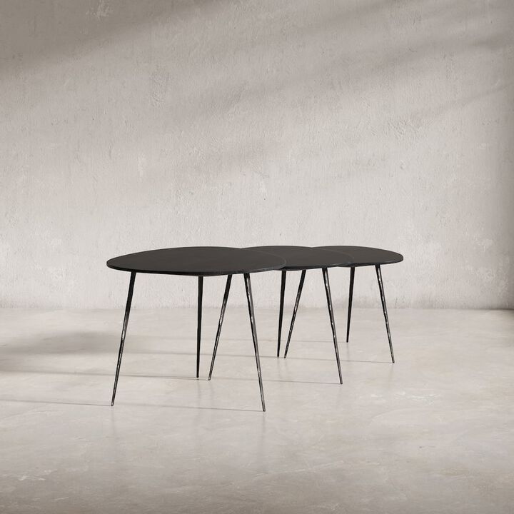 Jofran Reeves Abstract Contemporary Solid Acacia Wood Nesting End Tables (Set of 3)