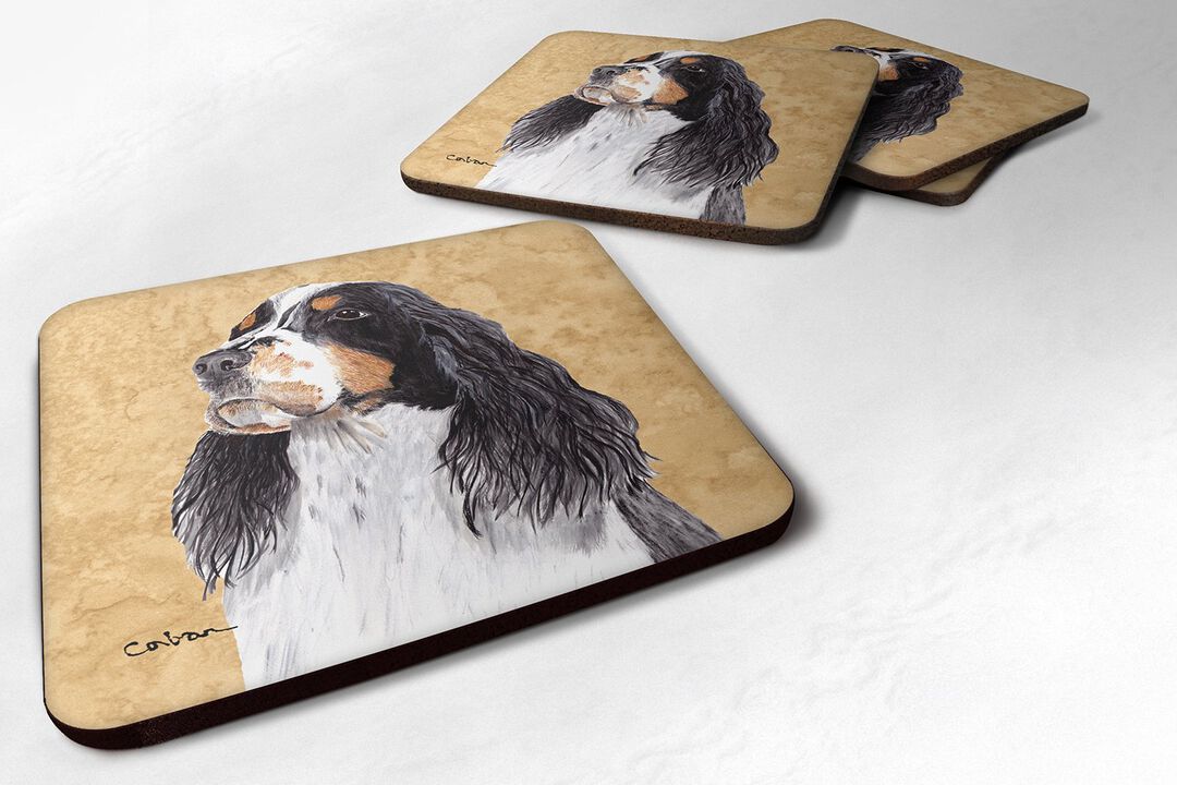 Caroline's Treasures SC9134FC Springer Spaniel Foam Coasters (Set of 4), 3.5 H x 3.5 W, Multicolor