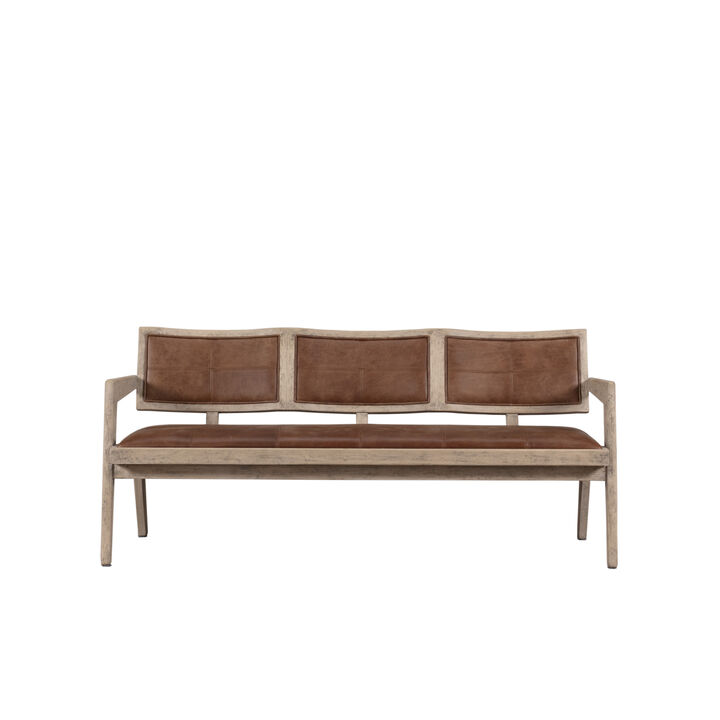 Solid Wood Accent Bench in Weathered Natural