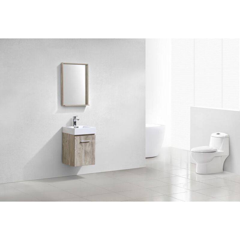 Kubebath Bliss 16 Nature Wood Wall Mount Modern Bathroom Vanity