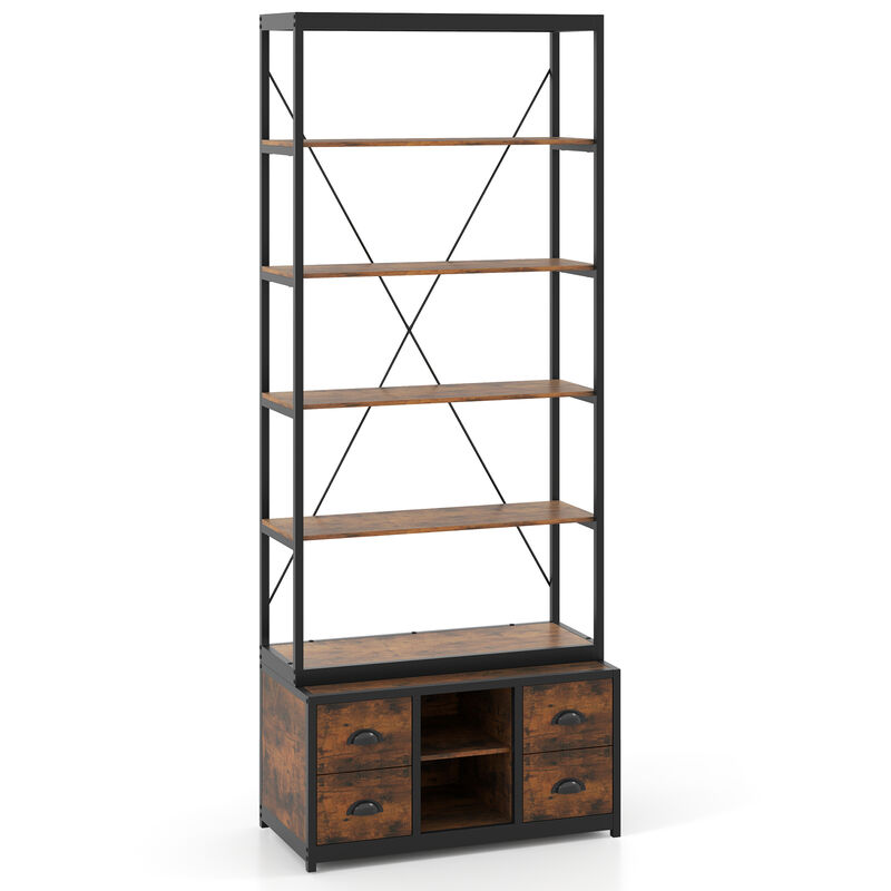 8-Tier Bookshelf with Fabric Drawers and Sturdy Metal Frame – Organizer for Living Room