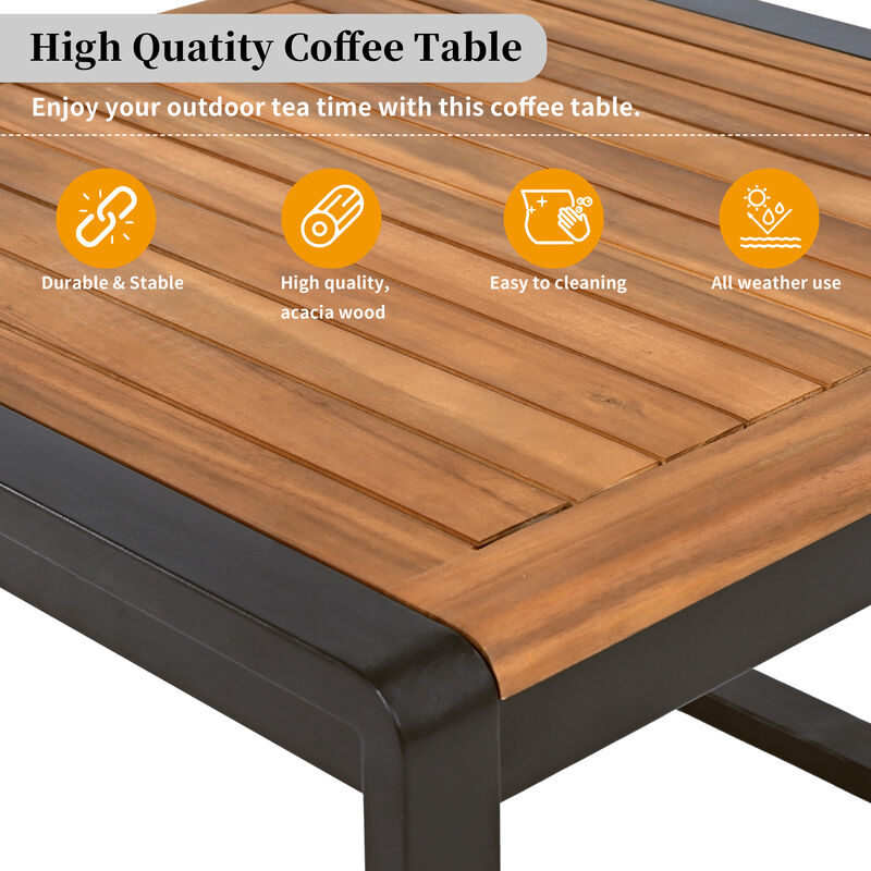 Whisen 4-Piece Metal & Wood Patio Set: L-Shaped Sectional with Cushions & Table