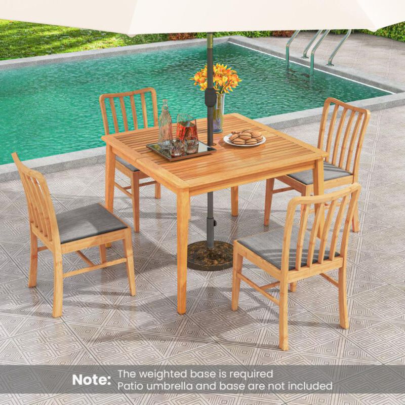 Hivvago Acacia Wood Dining Square Bistro Table with Umbrella Hole