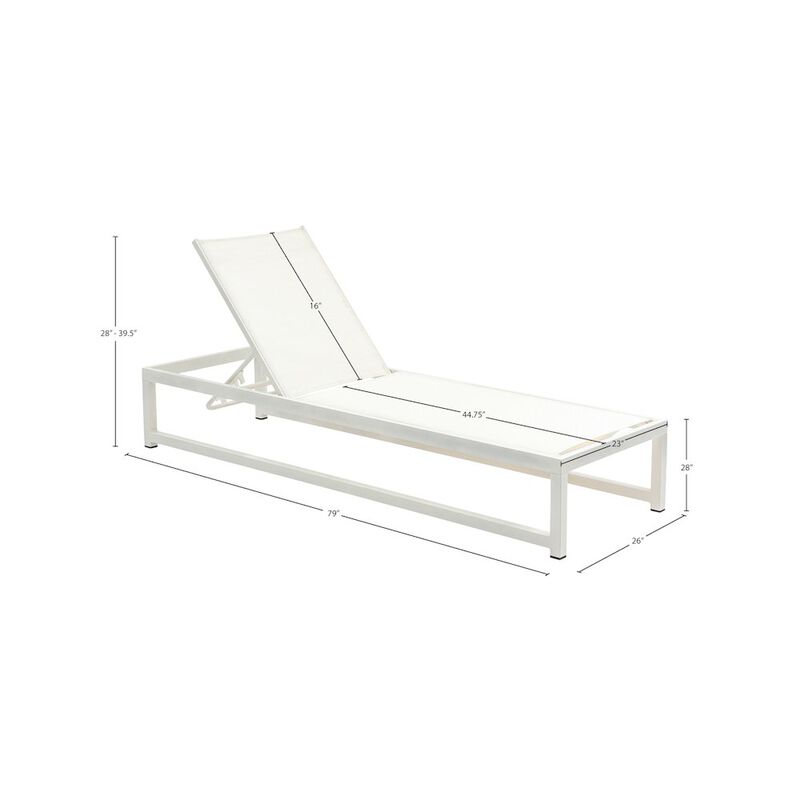 Meridian Furniture Maldives Cream Mesh Water Resistant Fabric Outdoor Patio Sun Chaise Lounge Chair