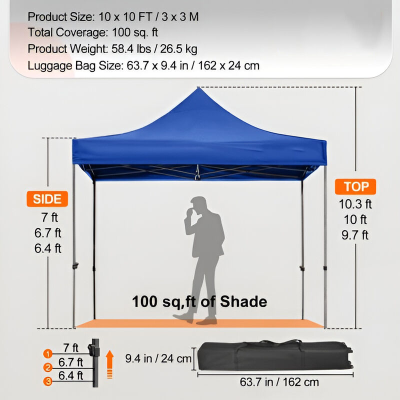 Instant Pop Up Patio Canopy with Sidewalls and Wheels, Waterproof Party Shelter