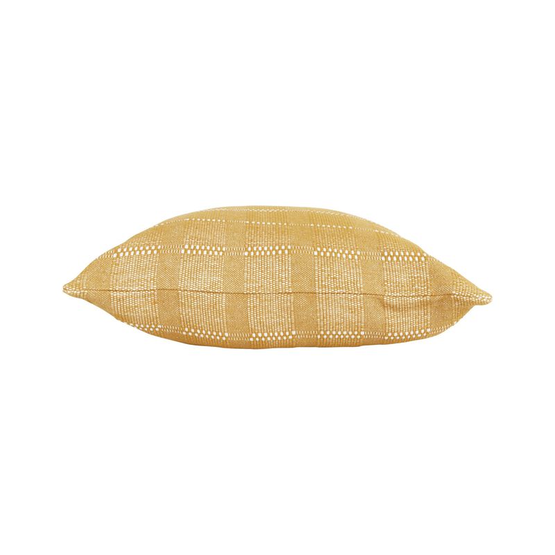 Lisa 22 x 22 Soft Fabric Accent Throw Pillow, Woven Plaid Design, Yellow - Benzara image number 2