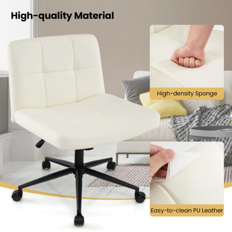 Hivvago Height-adjustable Armless Desk Chair with Wheels for Home Office Make Up