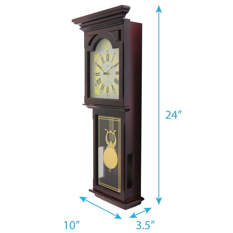 Bedford Clock Collection Redwood 23 Inch Redwood Oak Finish Wall Clock