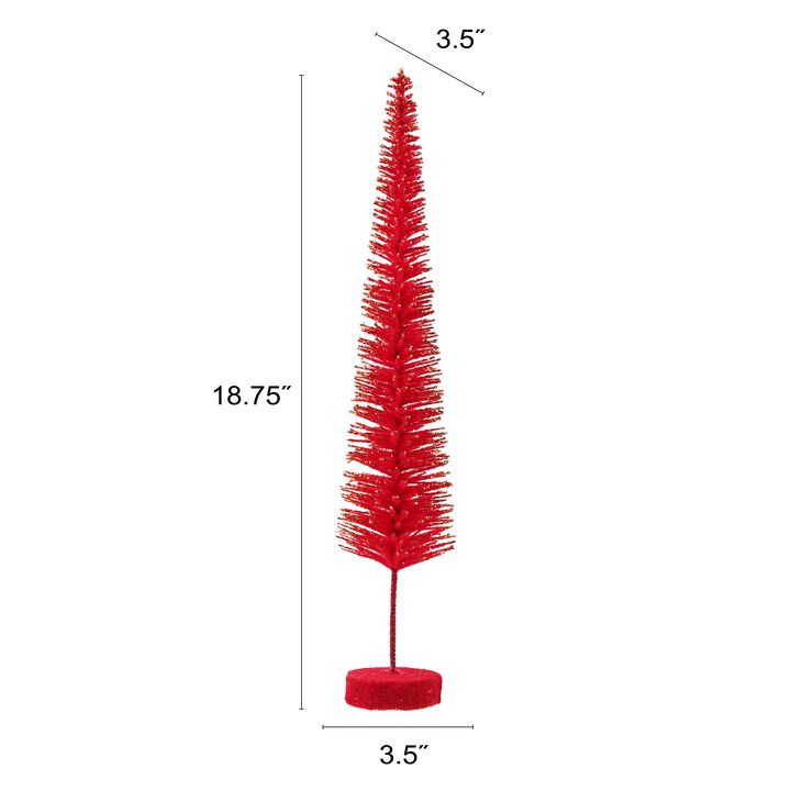 Red and Gold Flocked Bottle Brush Tree with Glitter Finish