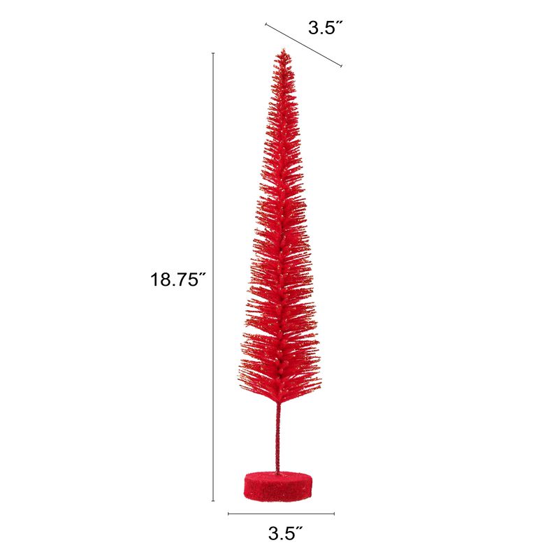 Red and Gold Flocked Bottle Brush Tree with Glitter Finish image number 1