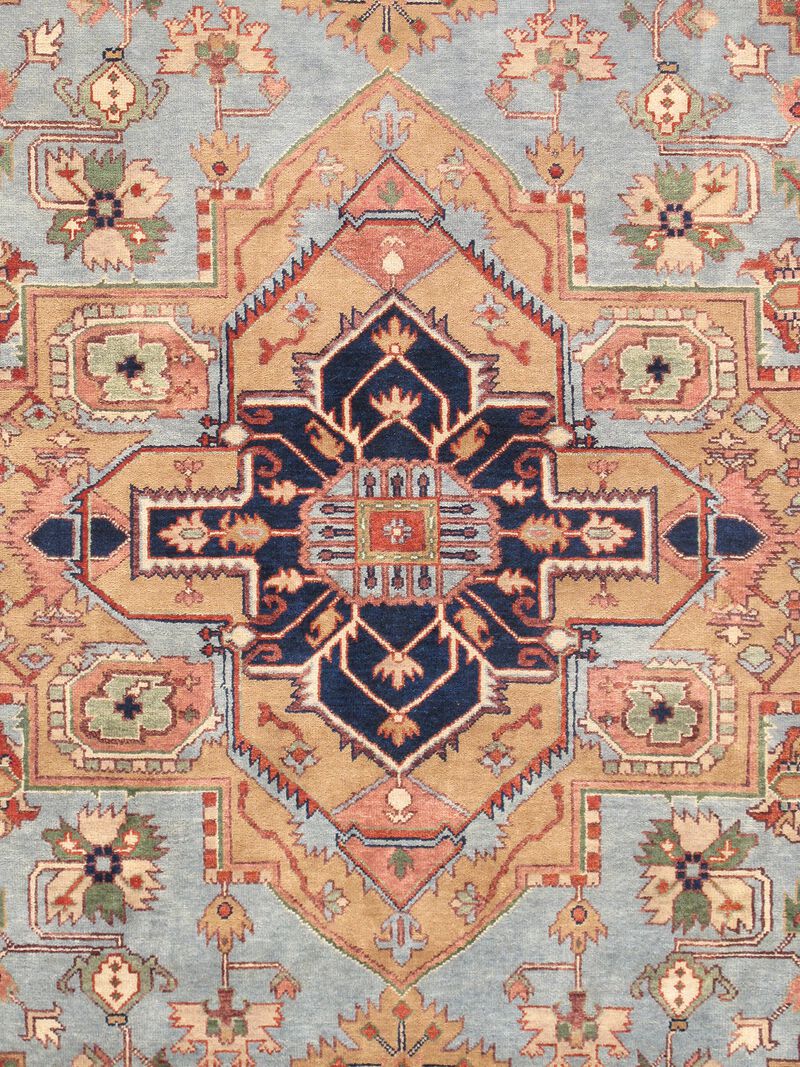 Pasargad Home Serapi Hand-Knotted L. Blue Wool Area Rug